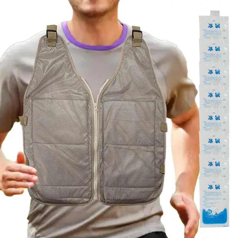 Ice Cool Vest Cooling Cold Jacket for Summer Adjustable Summer Cooling Vest Cooling Coat for Working Running Gardening Cooking C